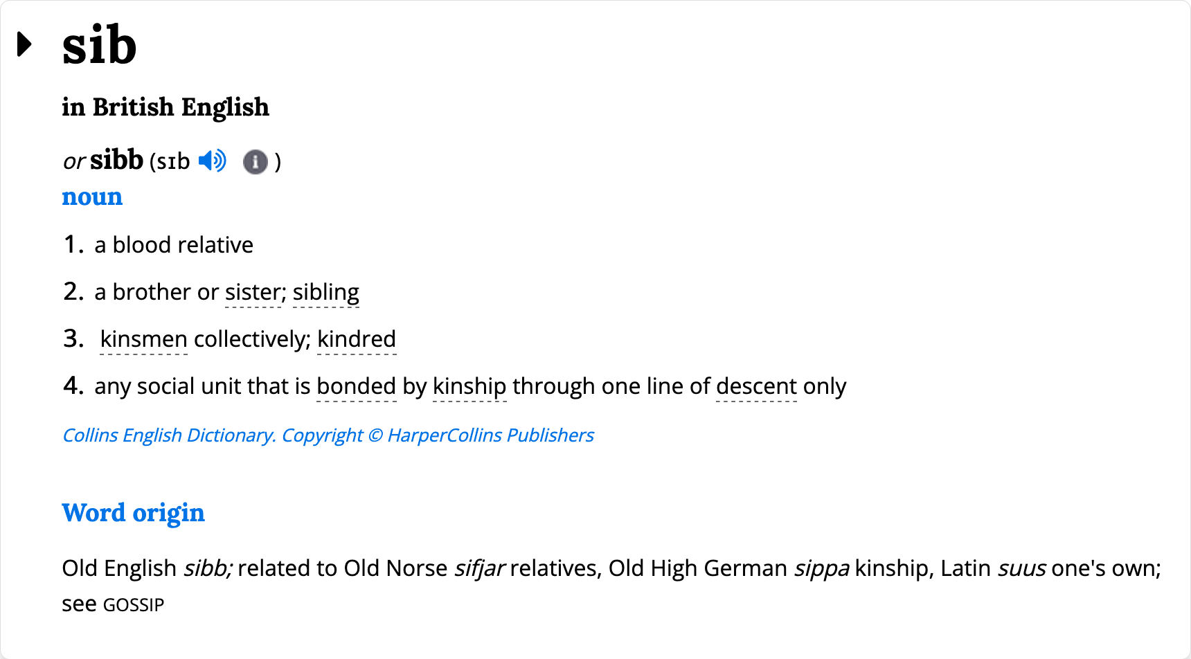 Sibb definition screenshot